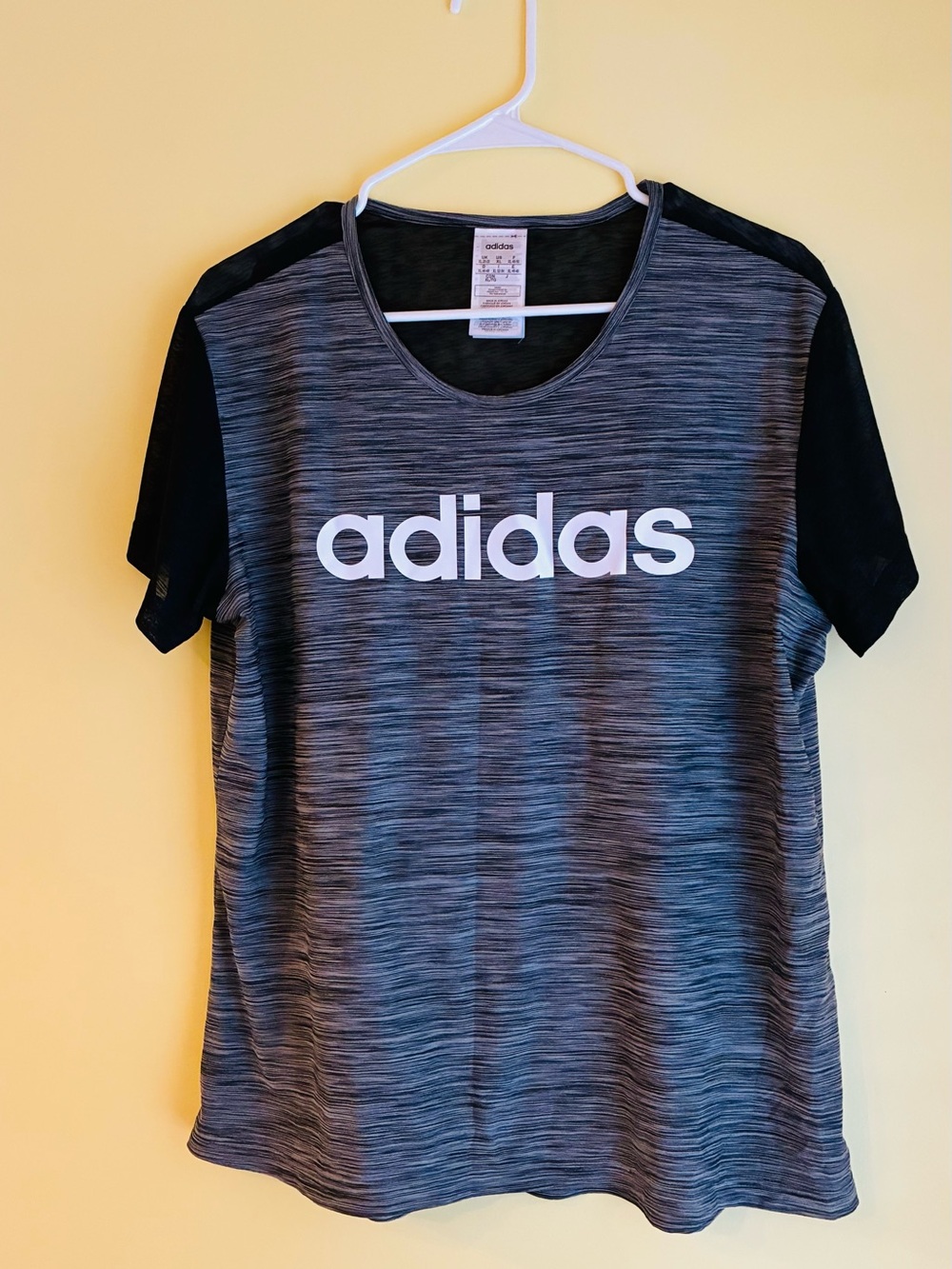 adidas Gray and Black Logo Short Sleeve Tee